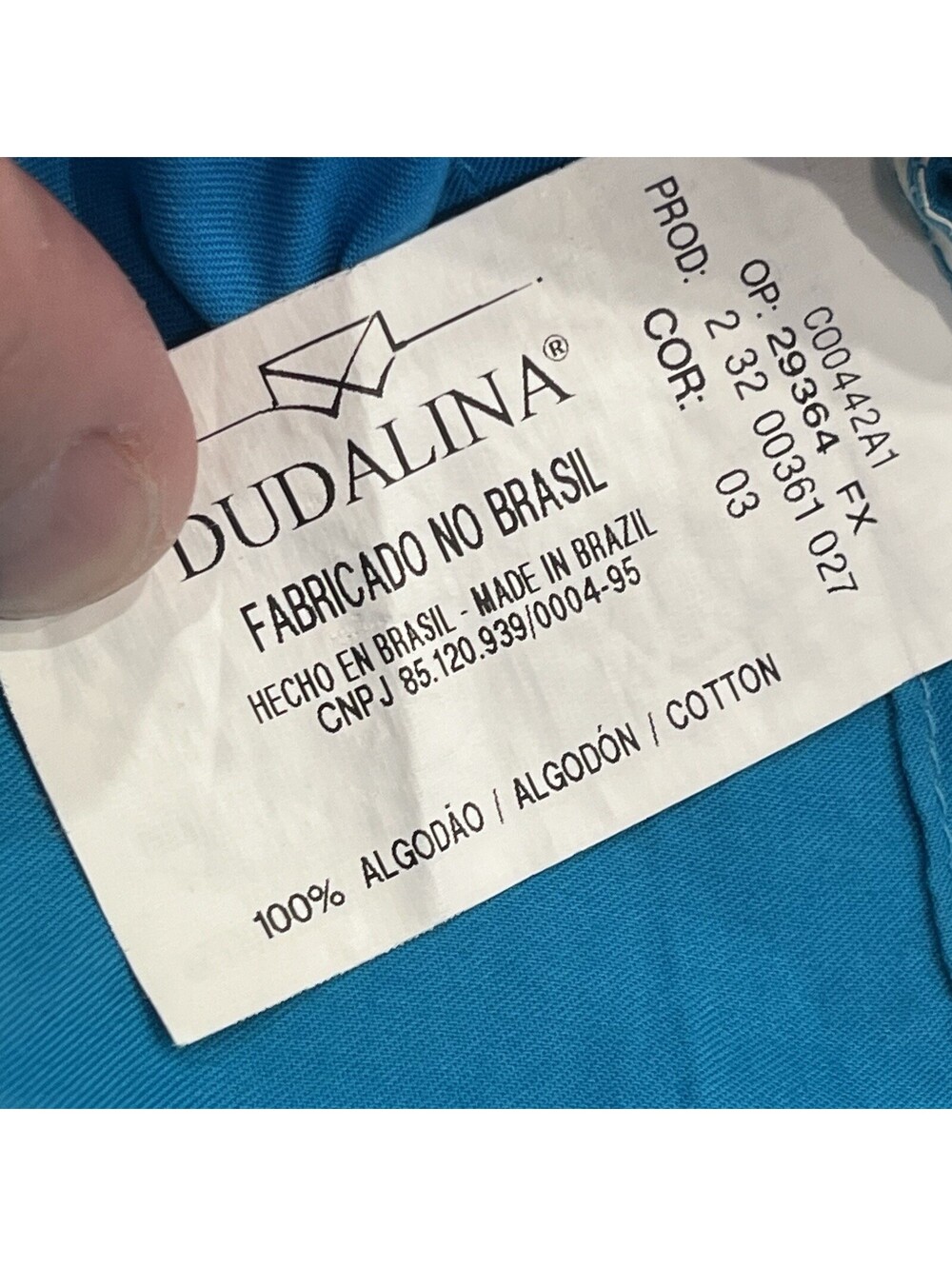 Dudalina Women’s 42 m Turquoise Blue Egyptian Cotton Button Down Shirt Brazil - Picture 10 of 11